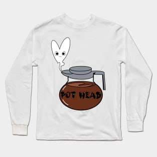 Coffee Pot Head Illustration Long Sleeve T-Shirt